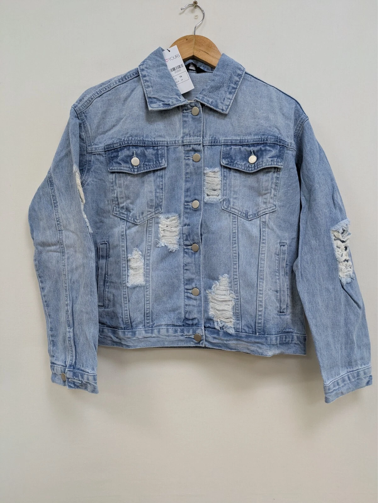 YOURS Light Blue Distressed Western Denim Jacket (code st)