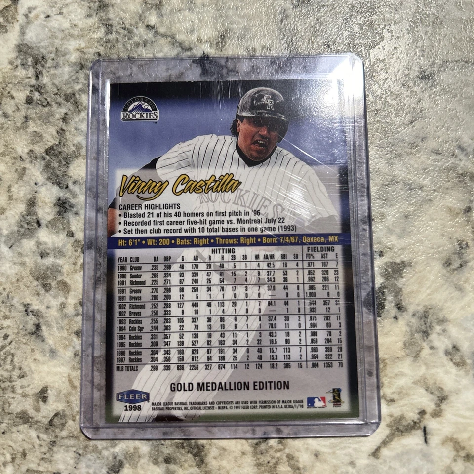 1998 Fleer Ultra Gold Medallion #55G Vinny Castilla Colorado Rockies - Image 2 of 2