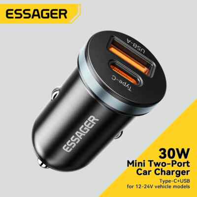 Essager 30W USB C Car Charger QC 3.0 Type C PD Fast Charging For iPhone Samsung