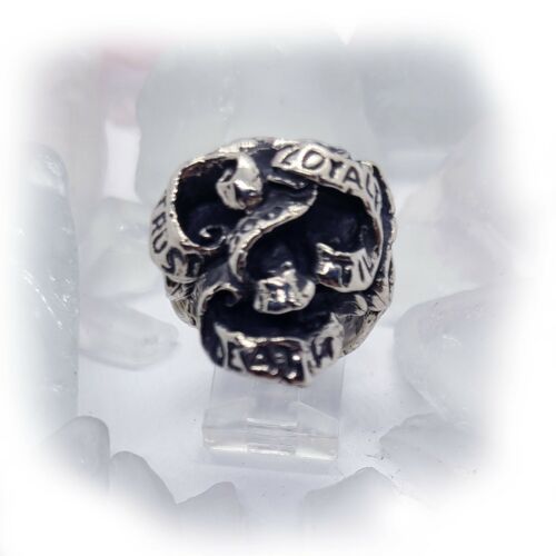 Ribbon Skull Silver Ring - Picture 1 of 5
