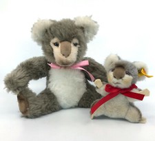 Steiff Koala x 2 Yuku and Cosy Plush 11cm 22cm 4in 9in 1970s 80s one ID Button
