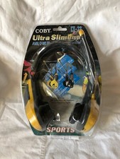 Coby Ultra Slimline Sports AM/FM Headphone Radio CX-22 Yellow Gray NIB