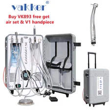 VK893 Portable Dental Turbine Unit w/ Air Compressor + Curing Light + Handpiece