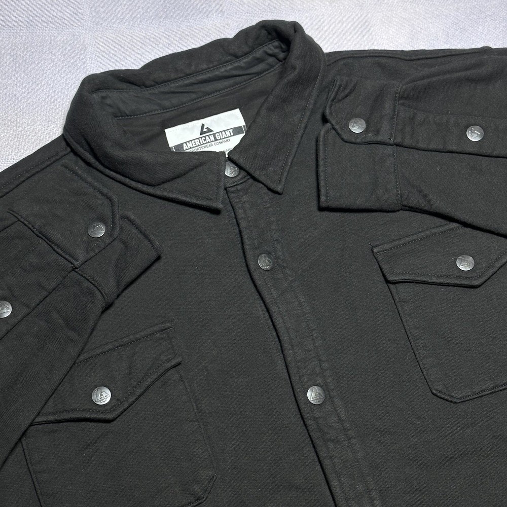 American Giant Redwood Fleece Overshirt Men's 2XL Black Shacket Cotton USA Made