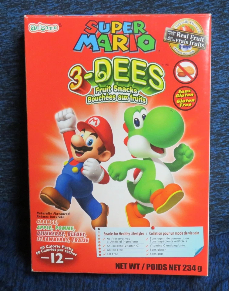 2013 Nintendo Super Mario 3 Dees Fruit Snacks Empty Display Box Only RARE - Image 3 of 4