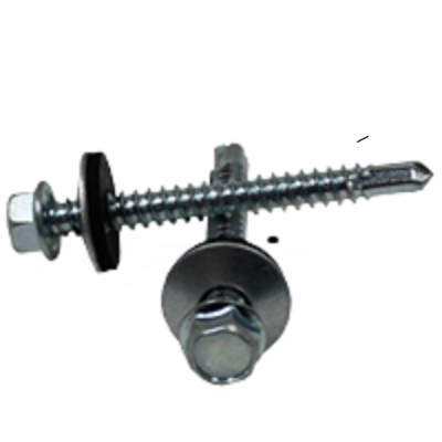 1/4'' x 1'' Indent HWH #3 Point Self Drilling Screw w/ Bonded Seal Washer, Zinc