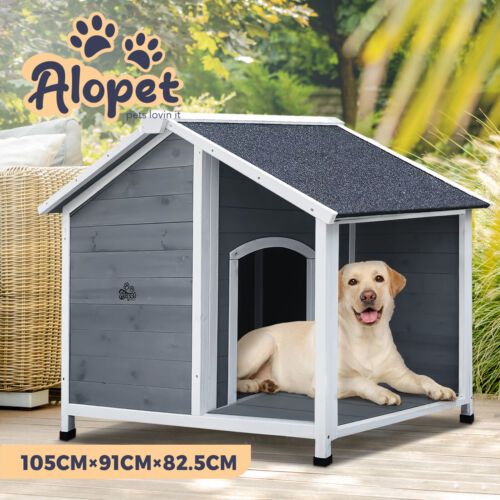 Alopet Dog Kennel Kennels House Outdoor Pet Wooden Large Cage Cabin Box Awning - Picture 1 of 10