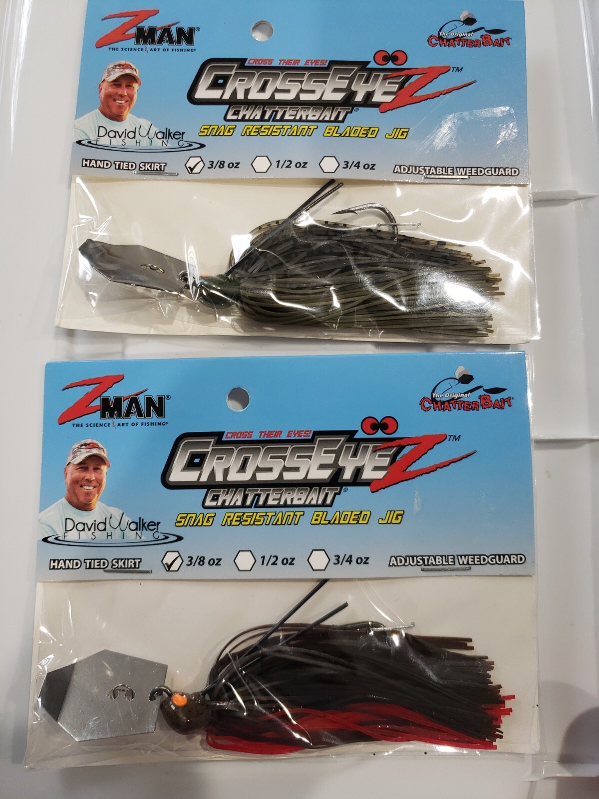 Lot of 2- Z-Man Crosseyez Chatterbait 3/8oz Blades Jig Bass Lures Pumpkn/ChilRed - Image 1