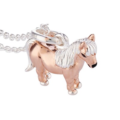 SILBER UND ROSEGOLD SHETLAND PONY ANHÄNGER CMN340