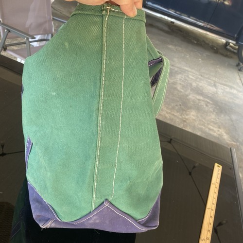 LL Bean Boat & Tote Canvas Bag Green And Navy Blue X Large USA "ARJ" Embroidered - Picture 14 of 24
