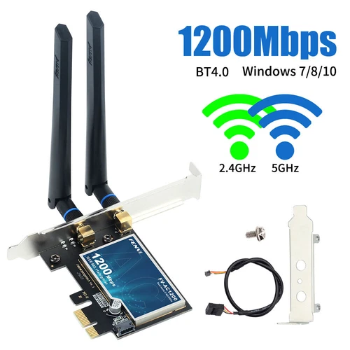 Desktop PCIe WiFi Bluetooth Card Dual Band 802.11ac PCI Network Wireless Adapter