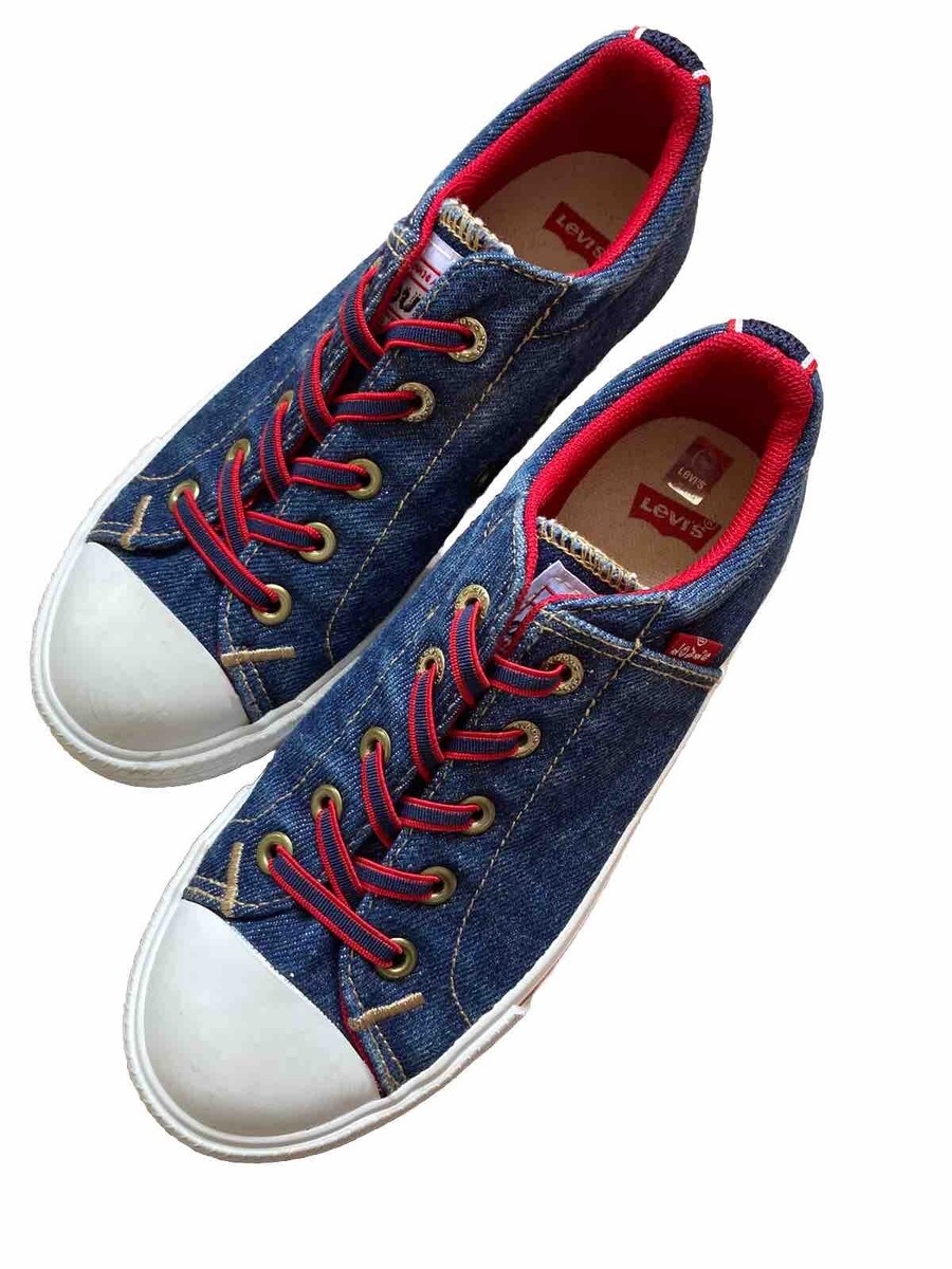 Levis Childs Trainers UK Size Sneakers Denim Slip On Elastic