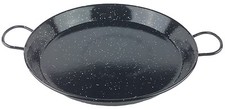 Black Speckled Enameled Steel Paella Pan Round Double Handled Skillet 14.25"