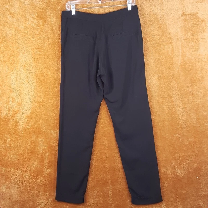 粉色 STITCH 裤子女式 6 码黑色锥形打褶锦缎条纹裤 — 第 4/4 张图片