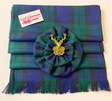 Celtic Black Watch Tartan Sash Rosette Burns Night Wedding Scottish Kilt Bow Tie