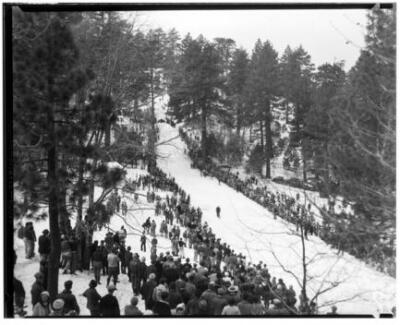 Ski competition at Big Pines Recreation Camp 1929 California Old Photo
