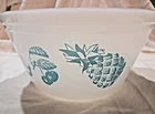 Vtg 7.5" Federal Glass Mixing Bowl Fruit Pattern Turquoise Blue MCM F Milk Glass