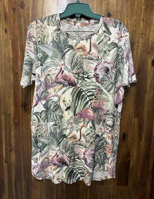 JACK & JONES Multicolor Tropical Floral Cotton Crew Neck Short Sleeve Tee L