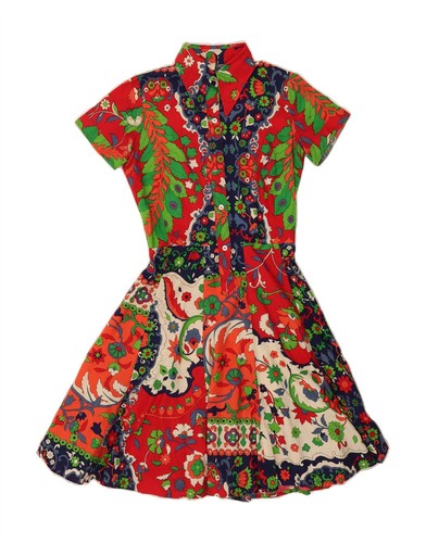 Vintage Damen A-Linien Kleid UK 12 Medium Mehrfarbig Blumenmuster DT02