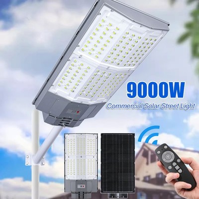 9000W Commercial Solar Street Light Outdoor Motion Sensor Dusk To Dawn Road Lamp