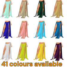 Women's A-Line 2-Slit Skirt - Satin Tribal  Belly Dance Performance Wear S96