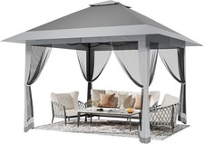 Image of 4x4m Pop Up Gazebo with Mosquito, Double Roof Pop Up Party Canopy with Carry Bag