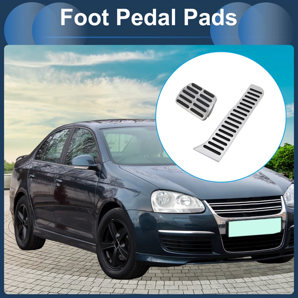 1 Set Automatic Footrest Pedals Cover for Volkswagen Jetta 2005-2010 Silver Tone Foto 2 de 4