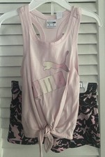 Puma Toddler Girl's 2-piece Active Set Tank Top and Shorts Pink/black 2T