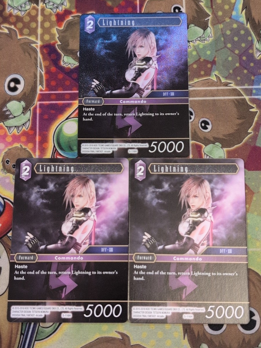 FFTCG ライトニング 5-116H 3 x Final Fantasy 5-116H Lightning FFTCG Mint 1x Foil & 2x Non