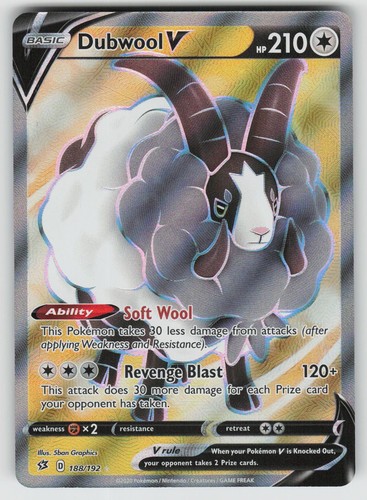Dubwool V 188/192 Ultra Rare Rebel Clash Pokemon Holo Near Mint