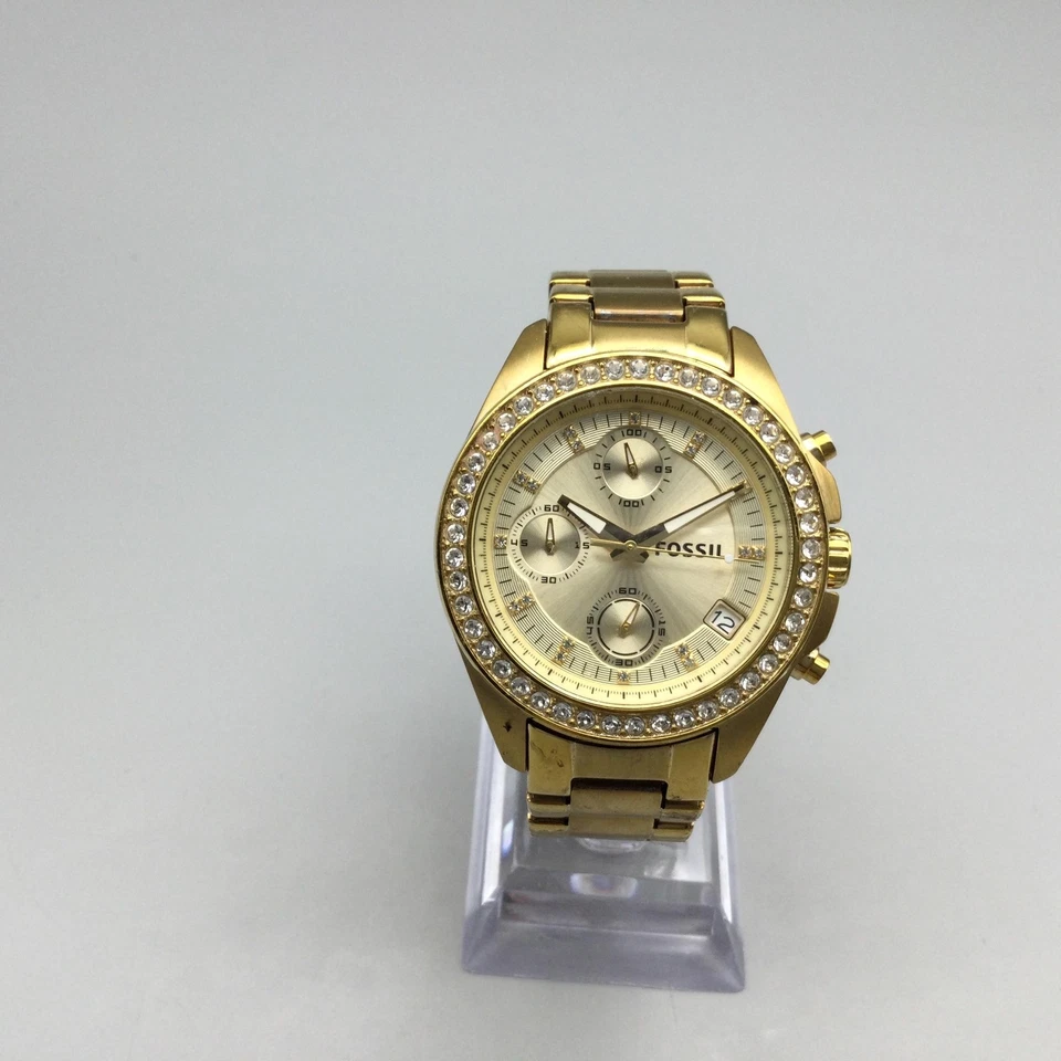 Reloj Fossil ES2683 Mujer 37mm Tono Dorado Cronógrafo Fecha Batería Nueva 6.25" Foto 2 de 4