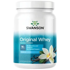 Swanson Original Whey Protein Powder with Vitamins - Vanilla Flavor, 2 lb 4.5 oz