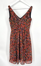 Eliza J Sleeveless Floral Dress Purple/orange  Size 6 Lined Ruched Waist