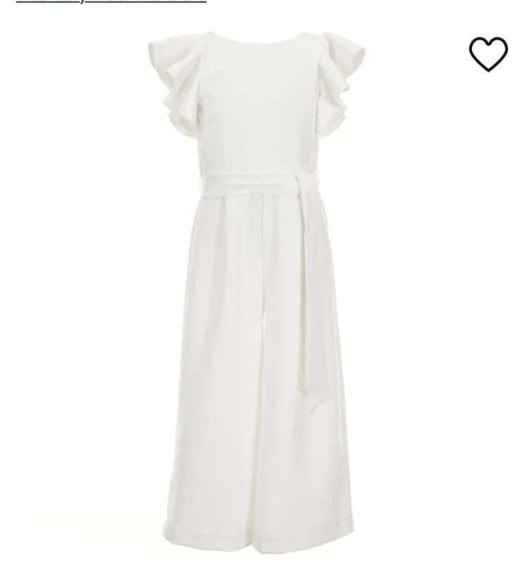 GB Big Girls Tie Front TieredRuffle Sleeve Jumpsuit Size 10 Ivory
Opens in a new window or tab