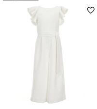 GB Big Girls Tie Front TieredRuffle Sleeve Jumpsuit Size 10 Ivory