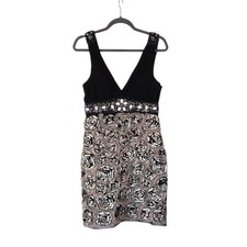 Sue Wong Nocturne Beaded 3D Rosette Party Cocktail Silk Blend Mini Dress Size XS
