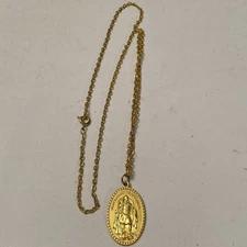 St. Michael the Archangel protect & defend us gold colored neck necklace Pendant