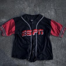 Vintage 90s Disney ESPN Zone Baseball Jersey Large Black Red VTG