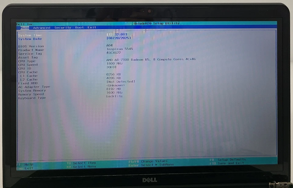 DELL INSPIRON 5545 Laptop AMD A8-7100 8GB Ram NO HD/OS (FL) - Image 2 of 4
