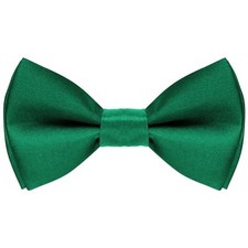 Kids Bow Tie Classic Solid Color Satin Bow Tie Adjustable Neck kids Green
