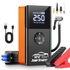 Jump Starter with Air Compressor, 8000A 180PSI, Portable Car Pumpkin Orange