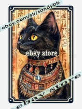 Bastet Cat Metal Tin Sign Egyptian Black Cat Goddess egyptian goddess
