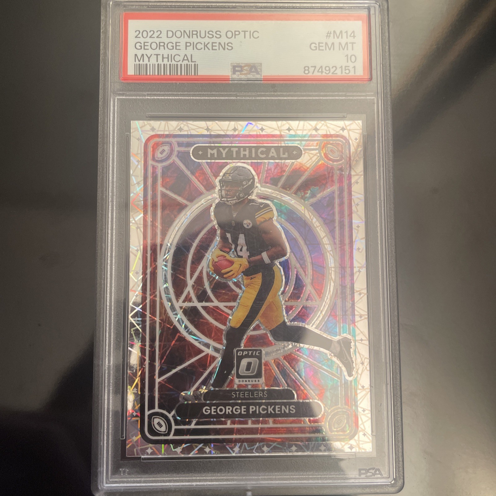 2022 Panini Donruss Optic George Pickens Mythical SSP Case Hit PSA 10