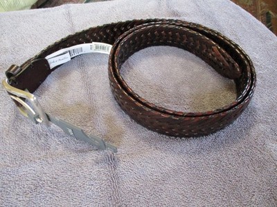 John W Nordstom Men's Braided Brown Belt w Solid Brass Buckle Sz 44 w Hang Tag