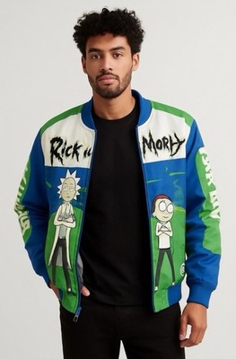 Members Only Rick and Morty Multi-Verse Varsity Jacket Blue Size Large