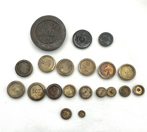 16 Victorian Antique Brass Weights 4 Metal Weights