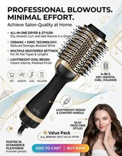 Salon-Quality 4 in 1 Hair Dryer Brush and Volumizer Styler Hot Air Ionic Ceramic
