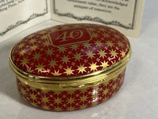 English Enamel Trinket ~ Pill Pot  "40" Birthday / Anniversary Gift~Halcyon Days