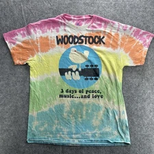 Woodstock Shirt Mens Large Tie Dye Liquid Blue 3 Days Peace Music Festival 2010s
