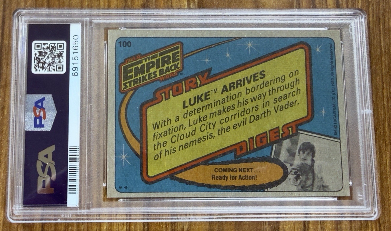 1980 Topps Star Wars Empire Strikes Back #100 Luke Skywalker Arrives PSA 9 MINT view 2